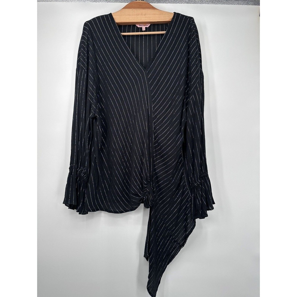 Juicy Couture Black ‎ Top Womens Size Large  black  glitter yarn